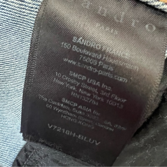 SANDRO PARIS Denim Plaid Hybrid Jacket Cropped  Shacket Trucker Coat Overshoot - Picture 11 of 12